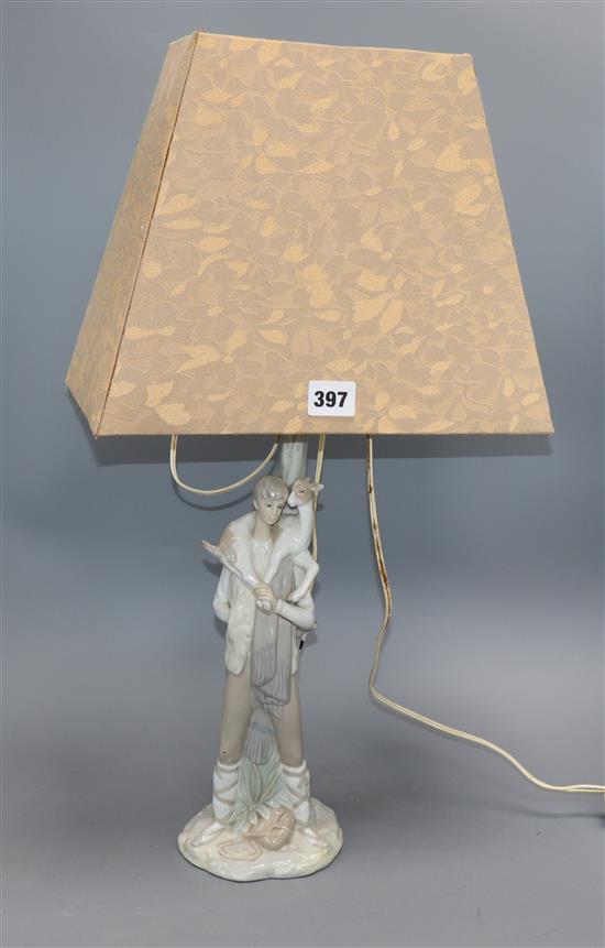 A Lladro porcelain lamp base